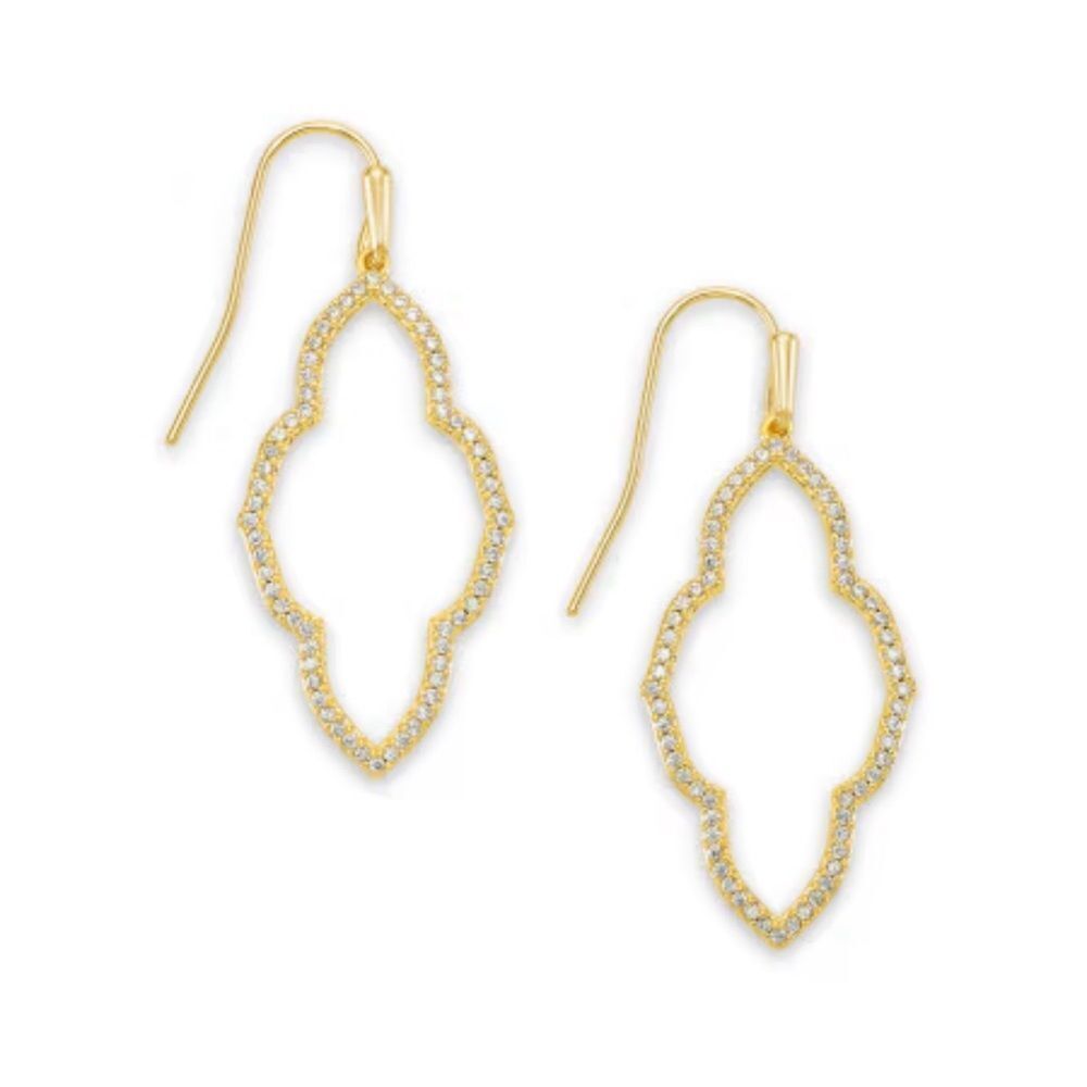 Kendra Scott Abbie Gold Large Pave Open Earring NIB